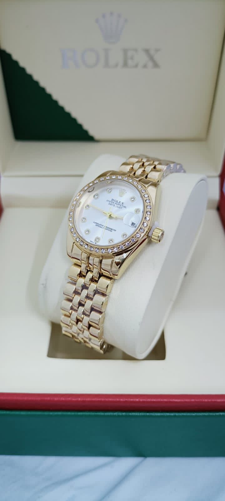 Rolex Lady-Datejust Style Diamond Dial Stainless Steel Watch for Women