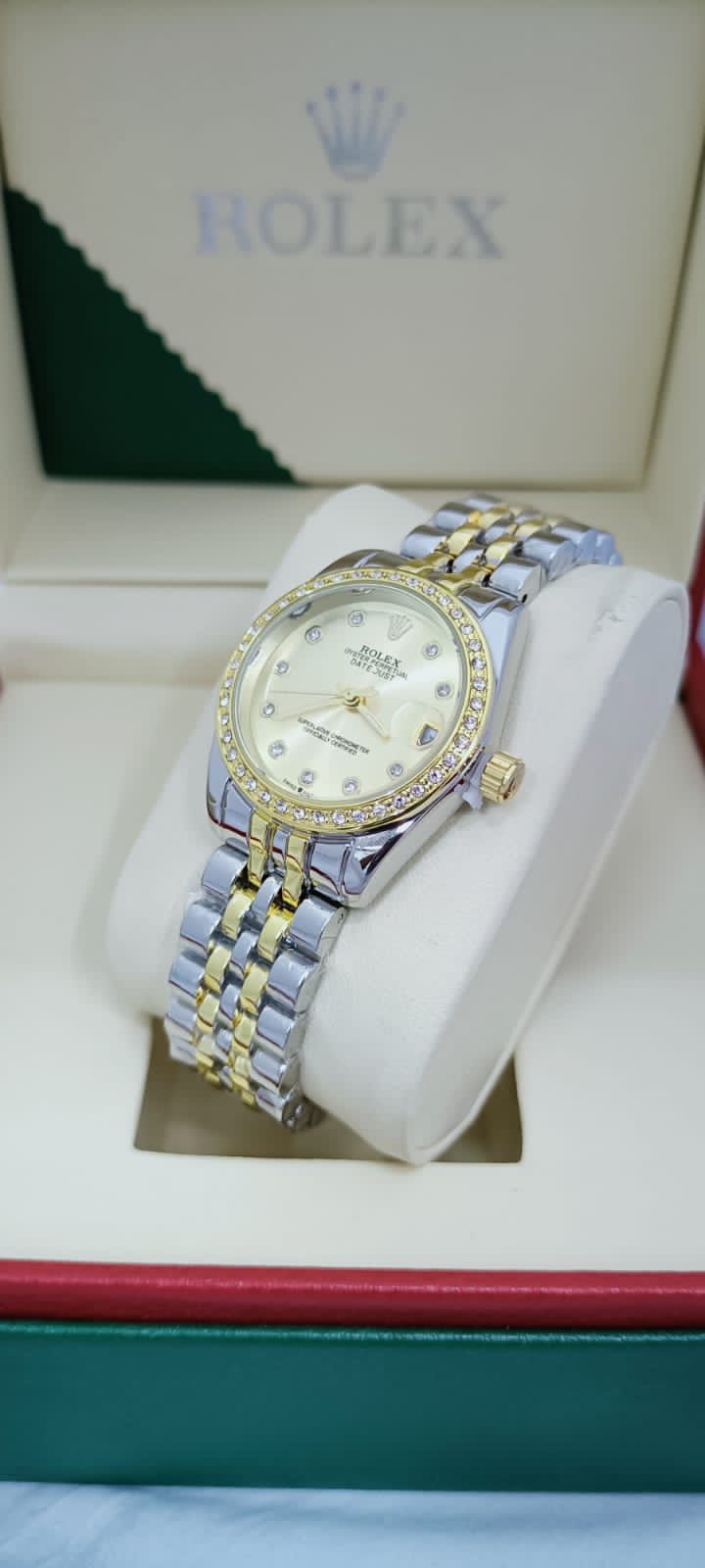 Rolex Lady-Datejust Style Diamond Dial Stainless Steel Watch for Women