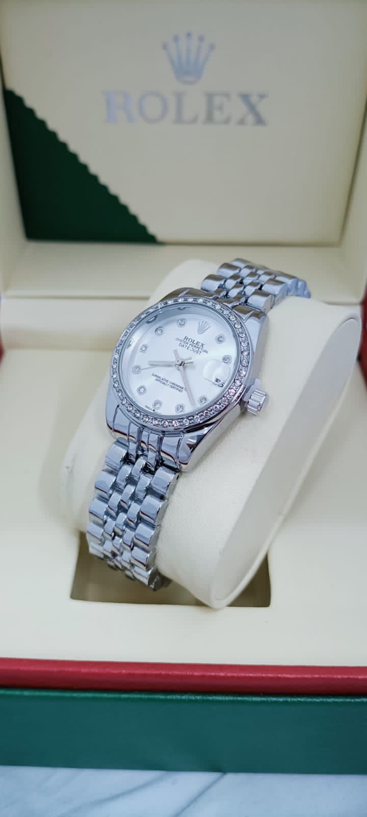 Rolex Lady-Datejust Style Diamond Dial Stainless Steel Watch for Women
