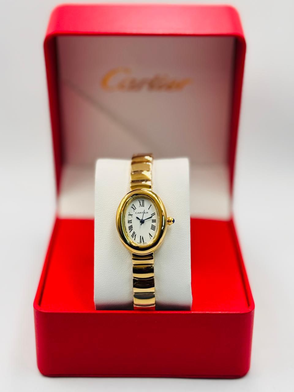 Elegant Cartier Style Oval Green Dial Women’s Watch