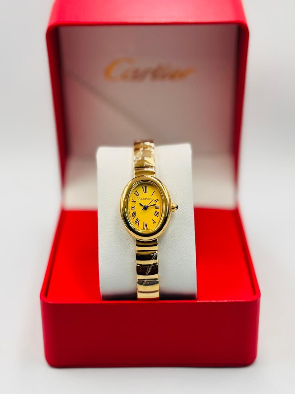 Elegant Cartier Style Oval Green Dial Women’s Watch