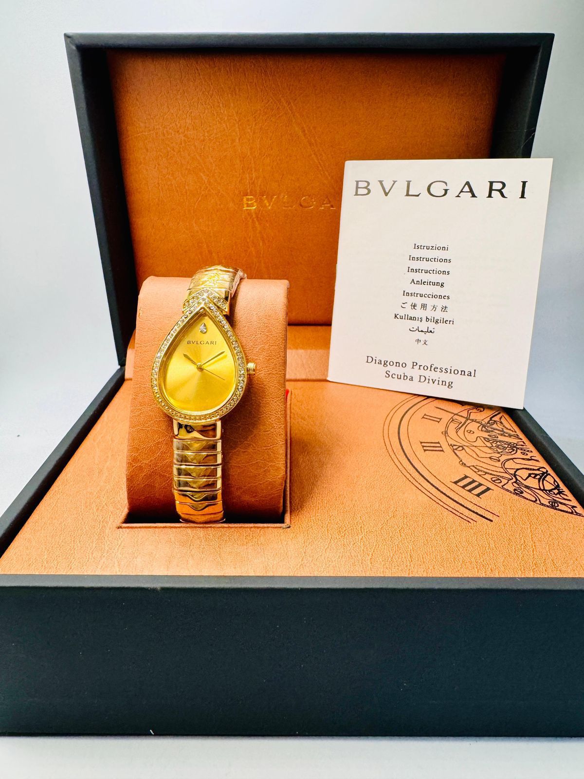 Luxury Bvlgari Style Gold Teardrop Women’s Watch