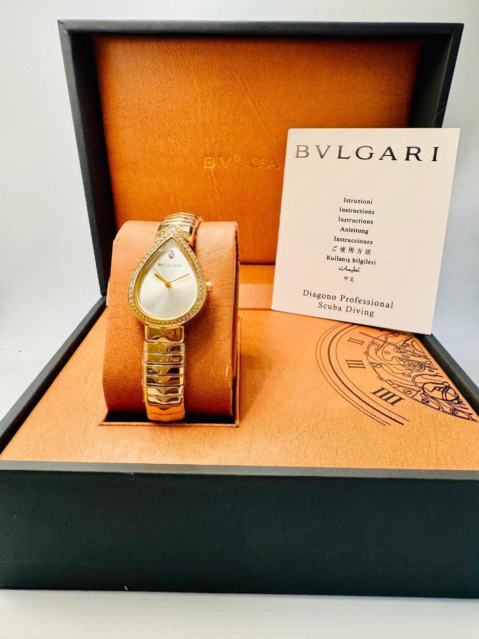 Luxury Bvlgari Style Gold Teardrop Women’s Watch