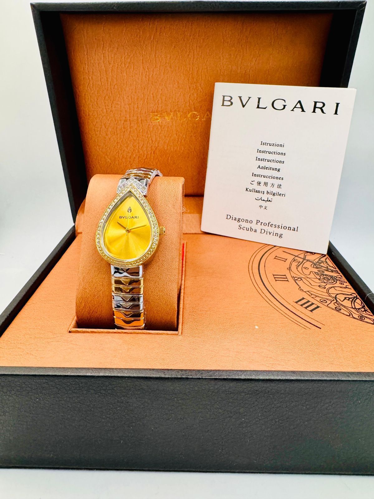 Luxury Bvlgari Style Gold Teardrop Women’s Watch
