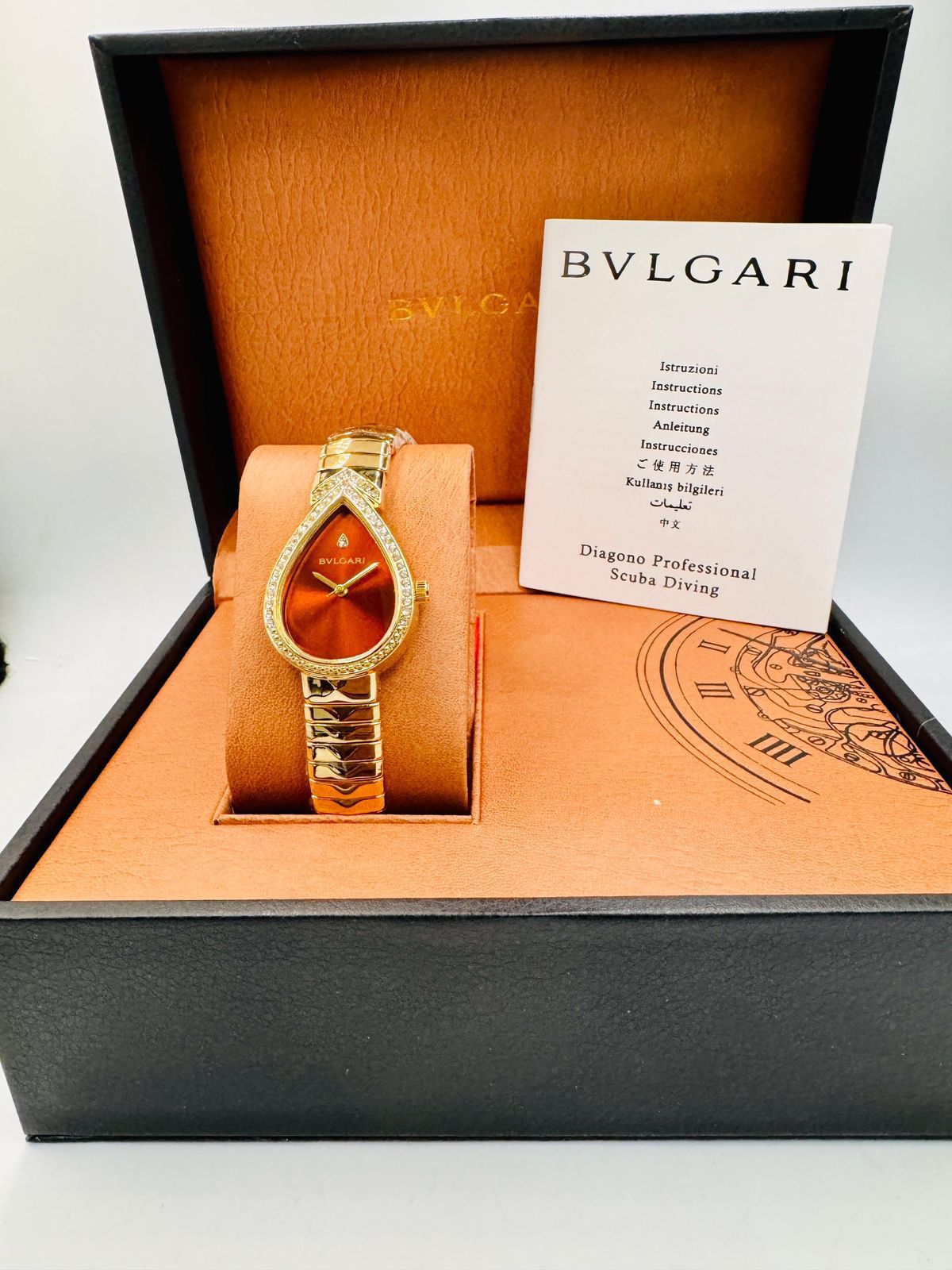 Luxury Bvlgari Style Gold Teardrop Women’s Watch