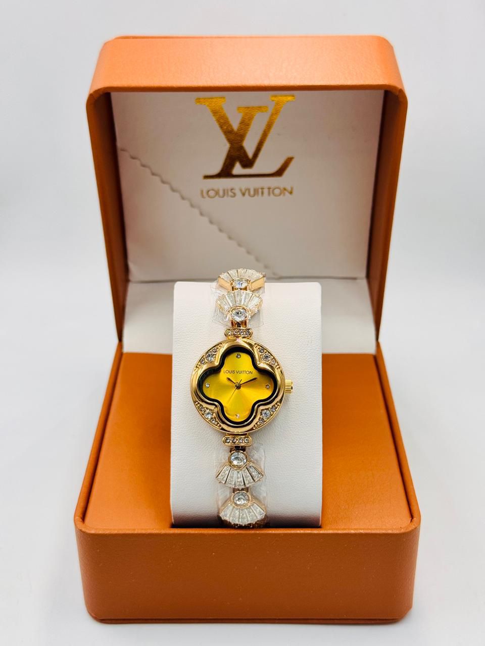 Louis Vuitton Women's Luxury Gold Dial Diamond Bracelet Watch