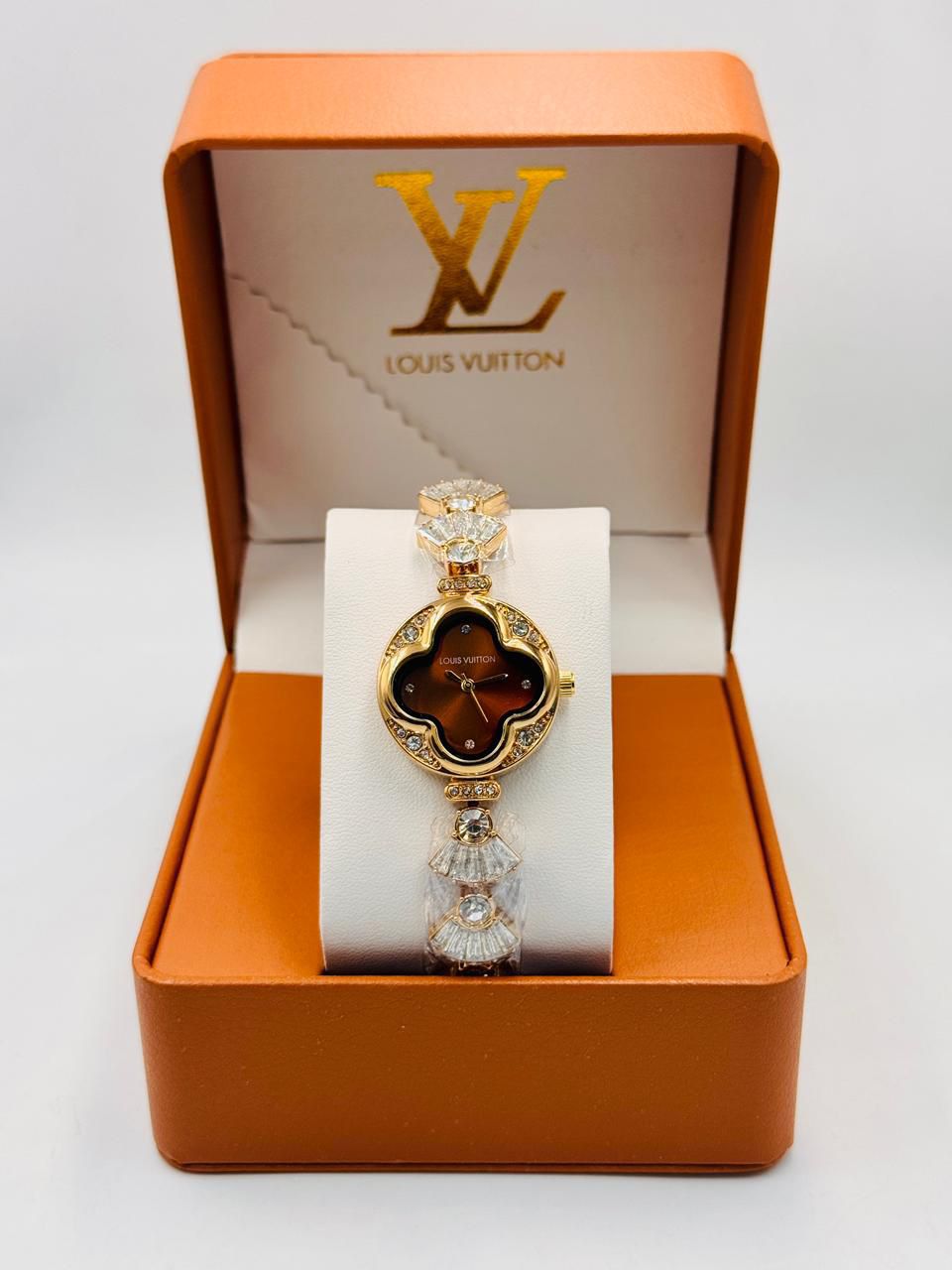 Louis Vuitton Women's Luxury Gold Dial Diamond Bracelet Watch