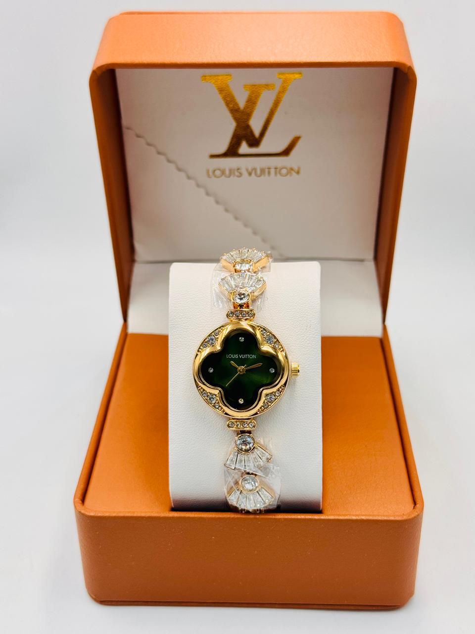 Louis Vuitton Women's Luxury Gold Dial Diamond Bracelet Watch