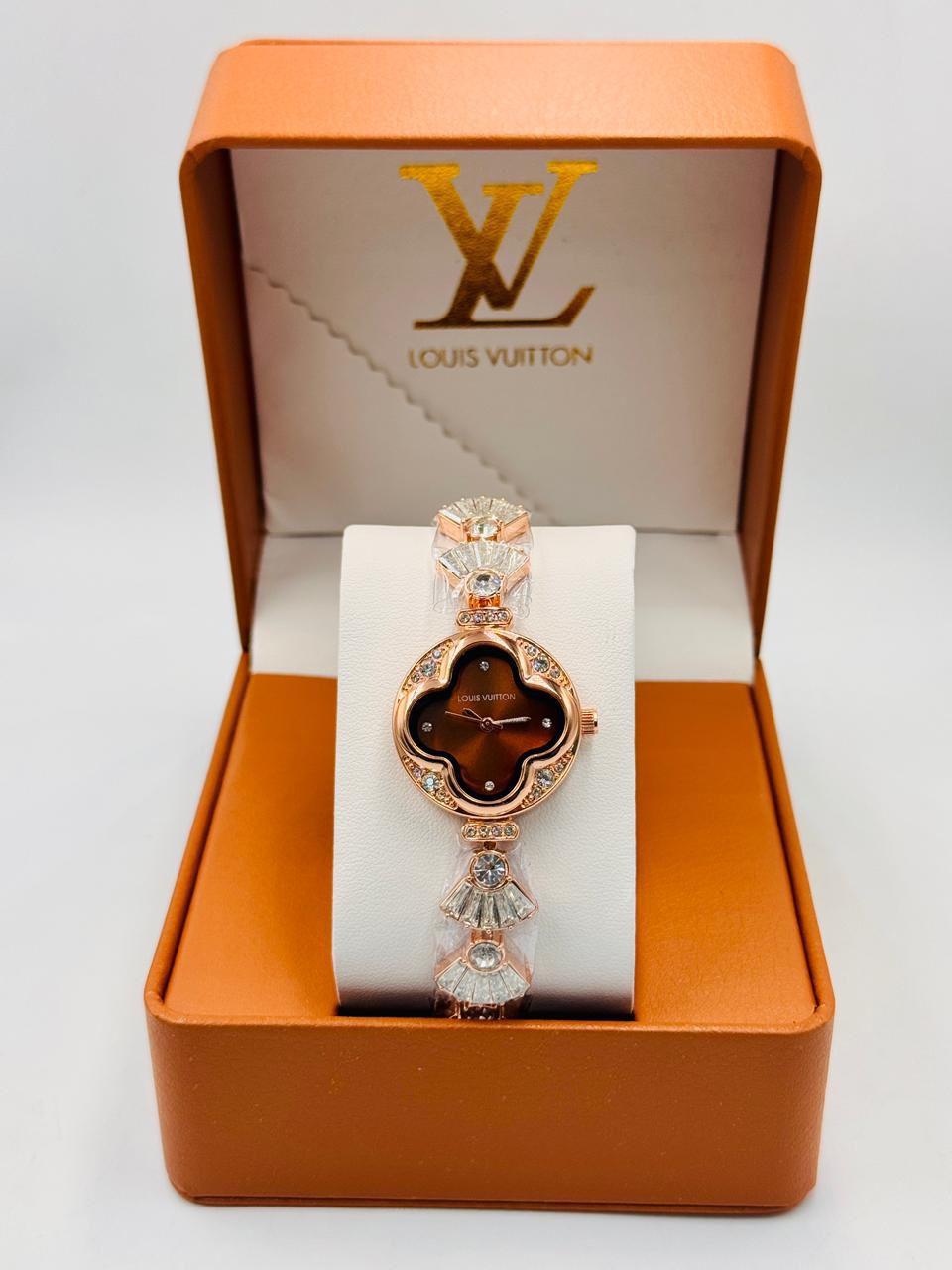 Louis Vuitton Women's Luxury Gold Dial Diamond Bracelet Watch