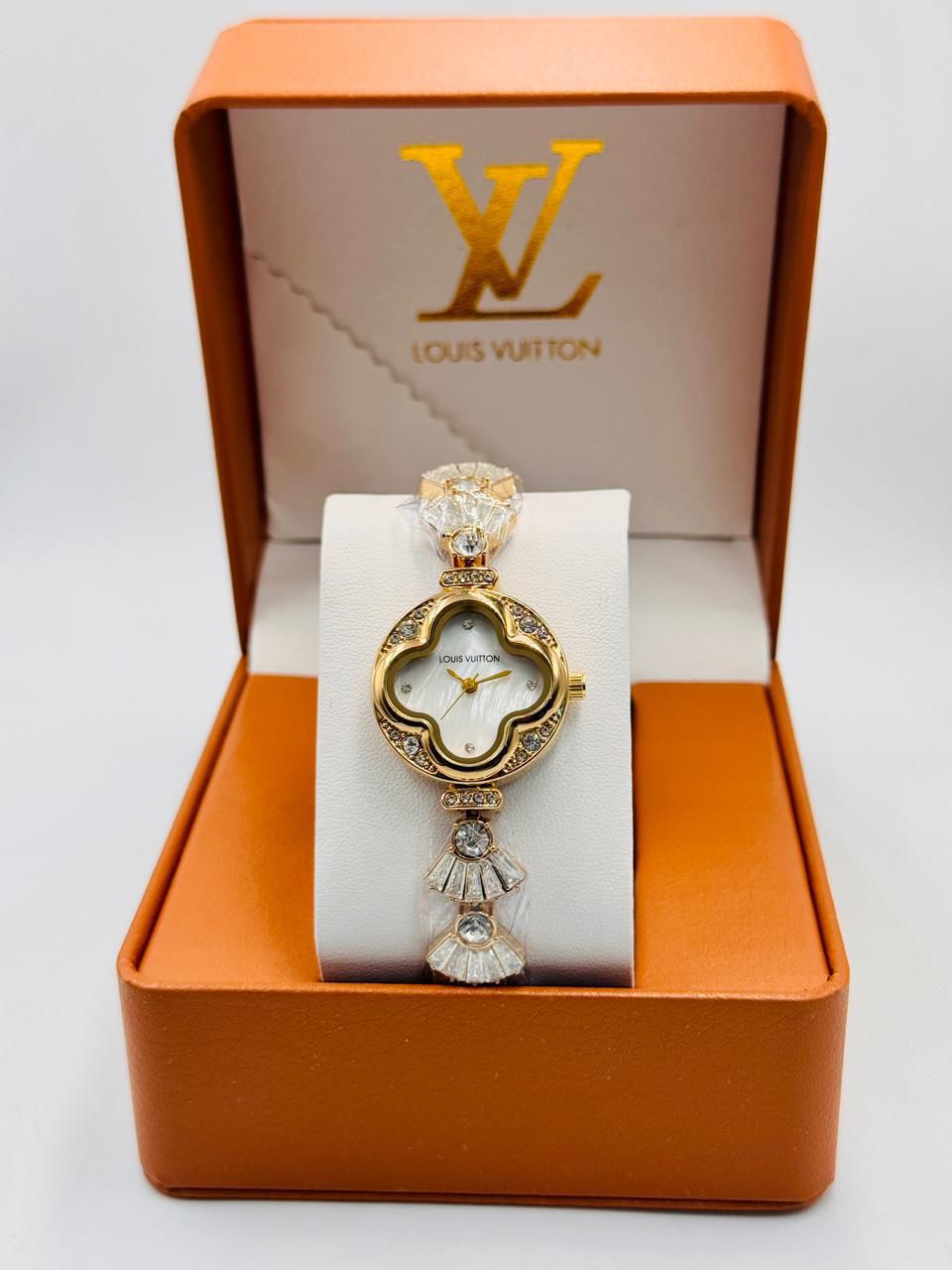 Louis Vuitton Women's Luxury Gold Dial Diamond Bracelet Watch