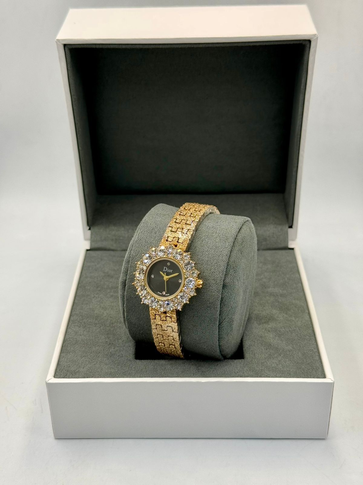 Dior Women's Luxury Crystal Bezel Gold Watch