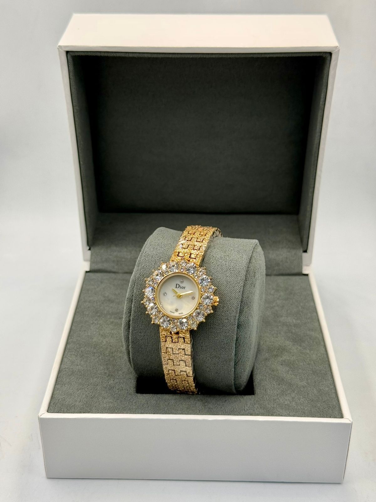 Dior Women's Luxury Crystal Bezel Gold Watch