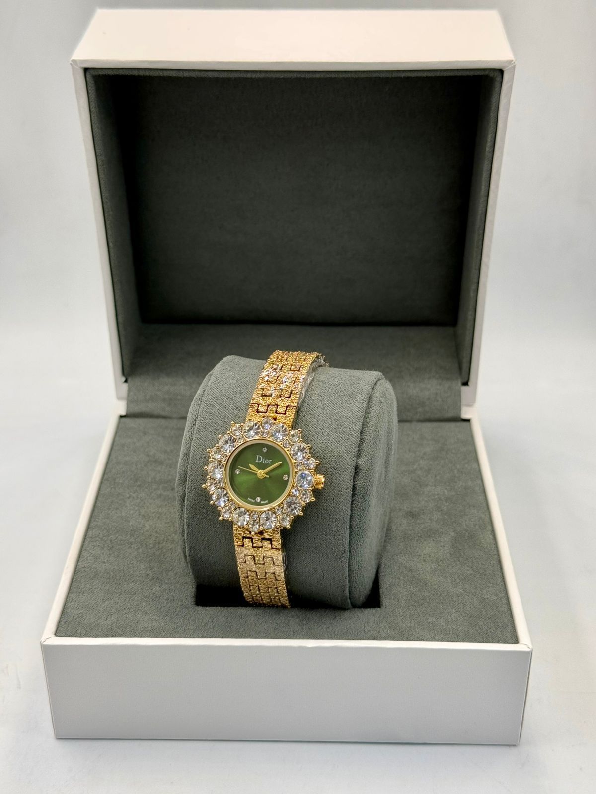 Dior Women's Luxury Crystal Bezel Gold Watch