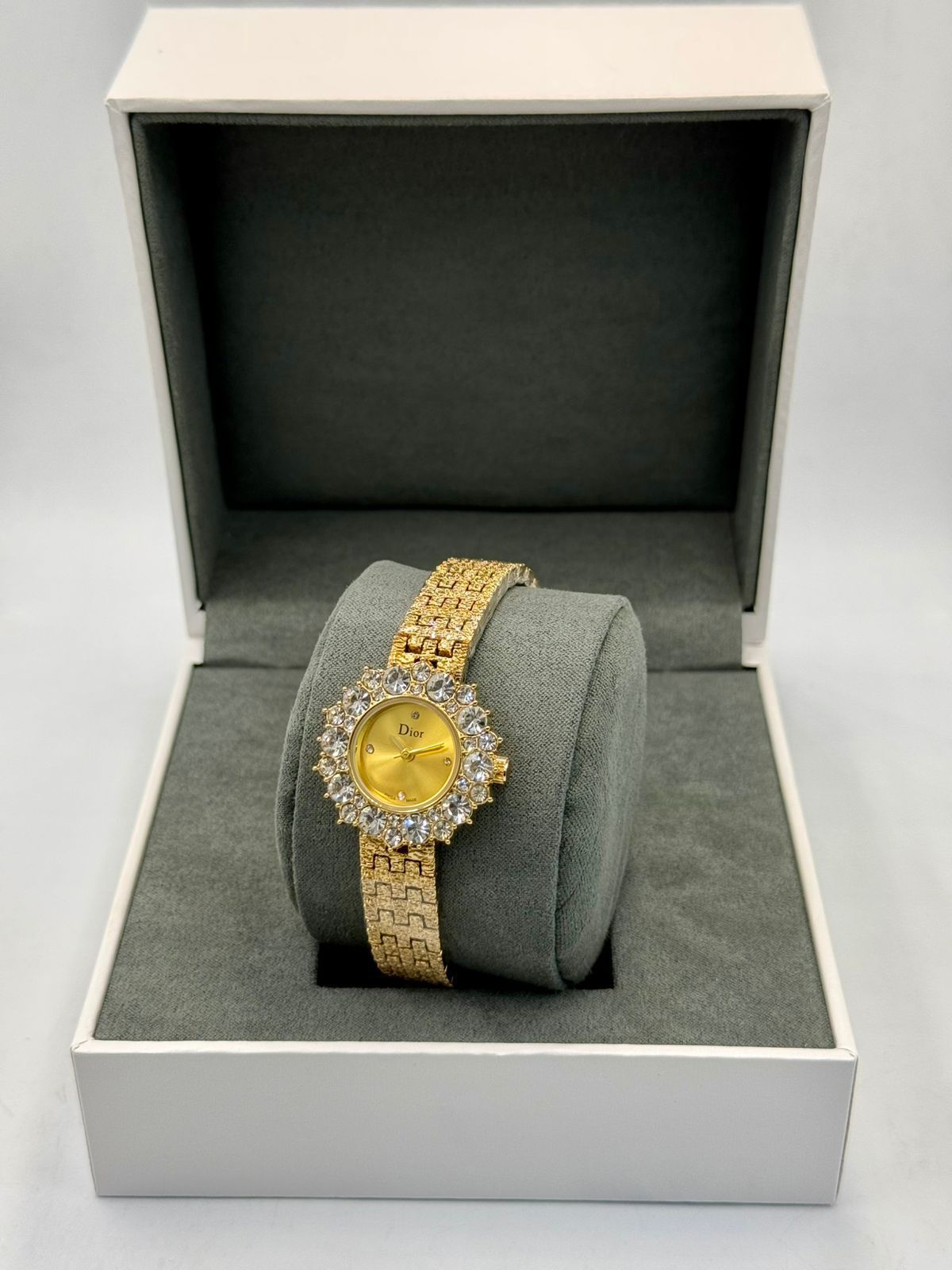 Dior Women's Luxury Crystal Bezel Gold Watch