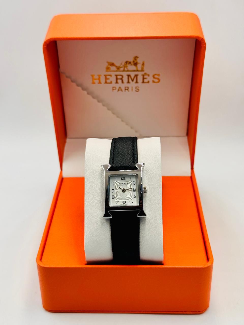 Hermes Women's Classic Square Dial Leather Strap Watch